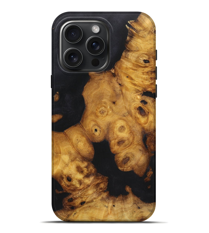 iPhone 16 Pro Max Wood+Resin Live Edge Phone Case - Sawyer (Pure Black, 719837)