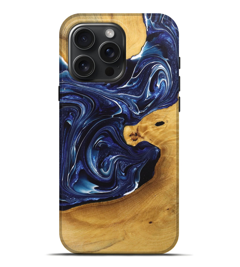 iPhone 16 Pro Max Wood+Resin Live Edge Phone Case - Luther (Blue, 720052)