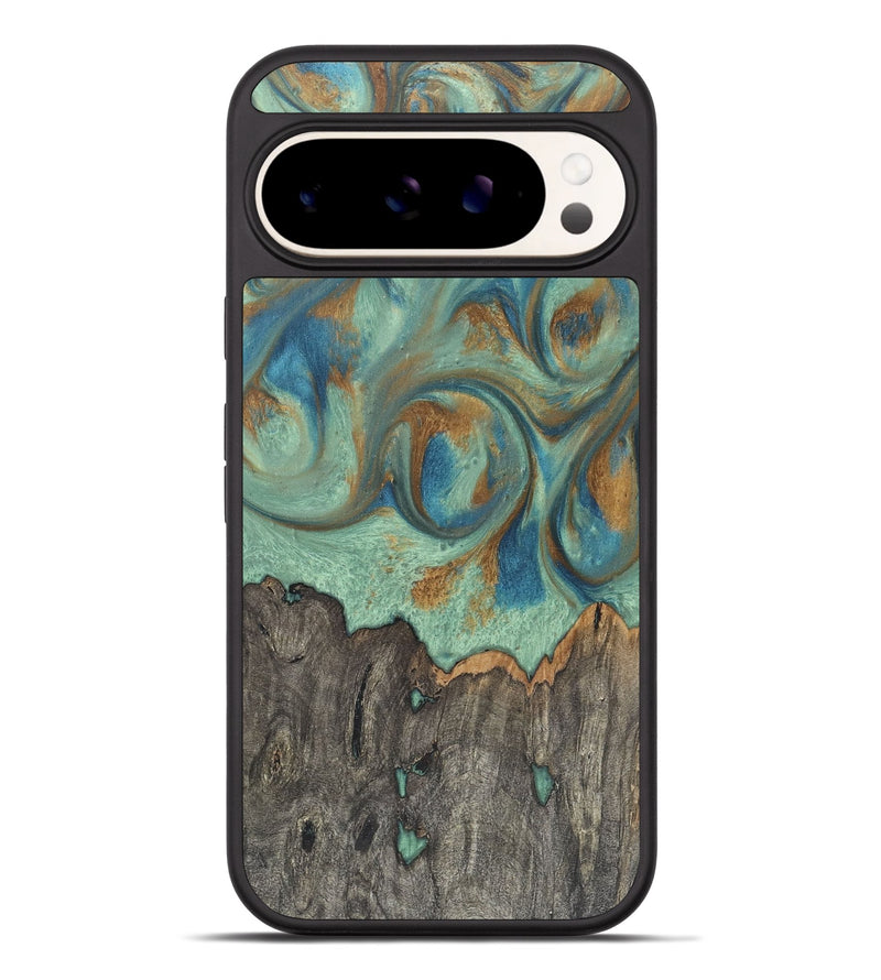 Pixel 9 Pro XL Wood+Resin Phone Case - Harmony (Teal & Gold, 720068)