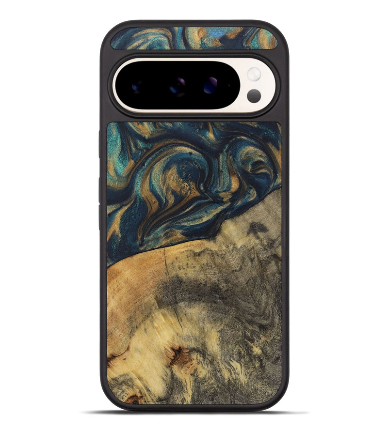 Pixel 9 Pro XL Wood+Resin Phone Case - Kali (Teal & Gold, 720110)