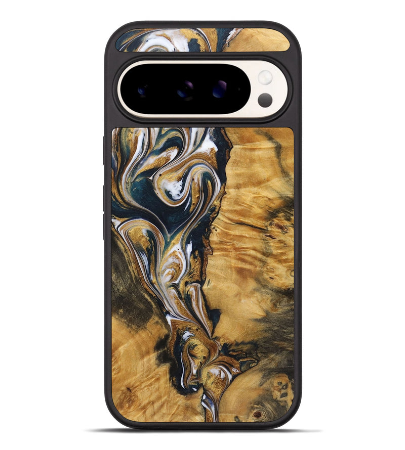 Pixel 9 Pro XL Wood+Resin Phone Case - Veronica (Teal & Gold, 720127)