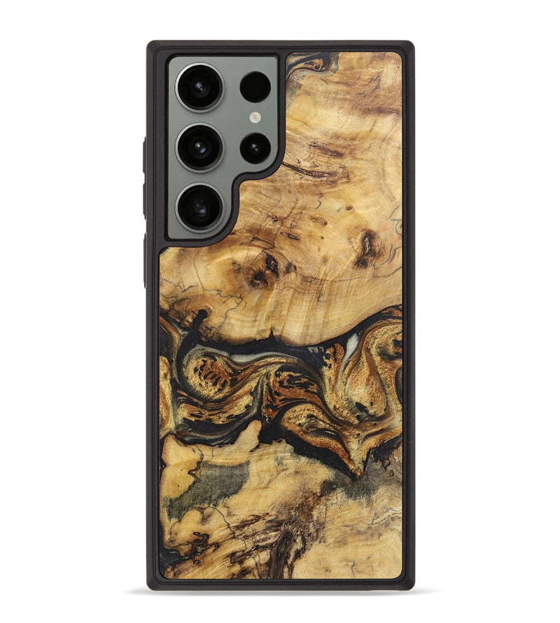 Galaxy S23 Ultra Wood+Resin Phone Case - Merle (Black & White, 720467)