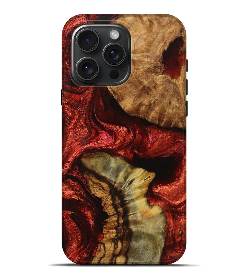 iPhone 16 Pro Max Wood+Resin Live Edge Phone Case - Florence (Red, 720570)