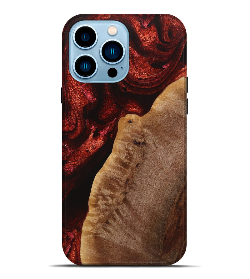 iPhone 14 Pro Max Wood+Resin Live Edge Phone Case - Jeannine (Red, 720571)