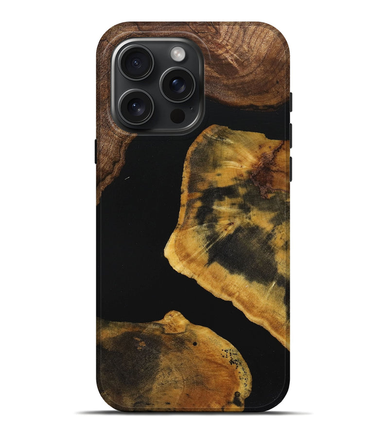 iPhone 16 Pro Max Wood+Resin Live Edge Phone Case - Lucille (Pure Black, 720577)