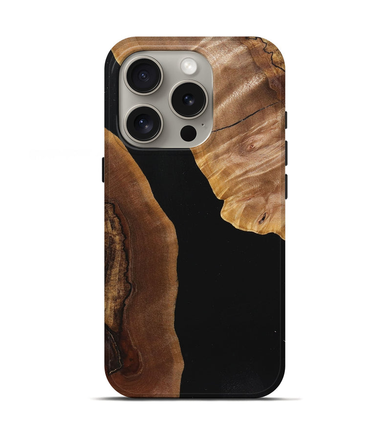 iPhone 16 Pro Wood+Resin Live Edge Phone Case - Tevin (Pure Black, 720578)