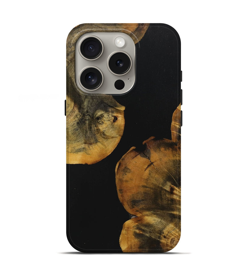 iPhone 16 Pro Wood+Resin Live Edge Phone Case - Fernanda (Pure Black, 720579)