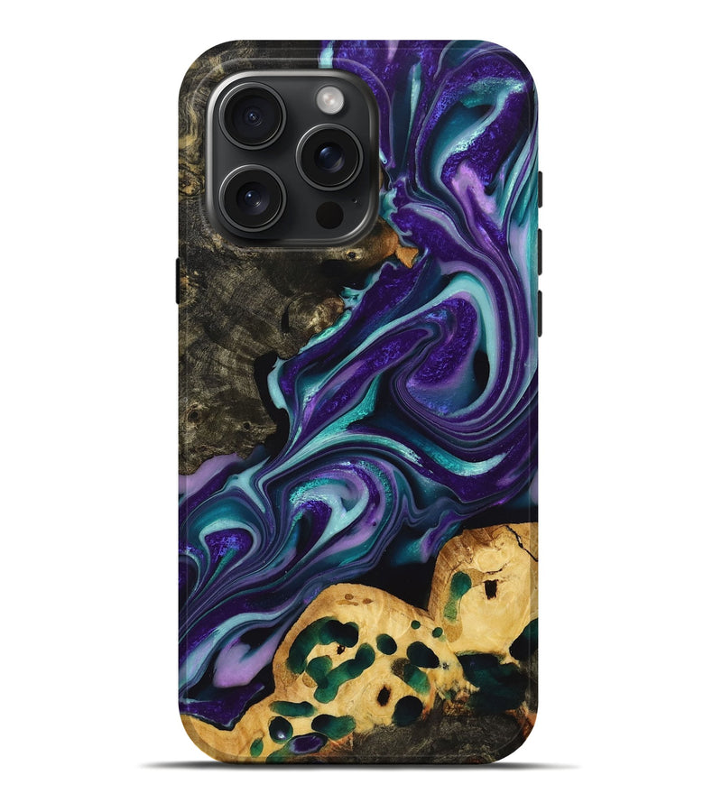 iPhone 16 Pro Max Wood+Resin Live Edge Phone Case - Randy (Purple, 720582)