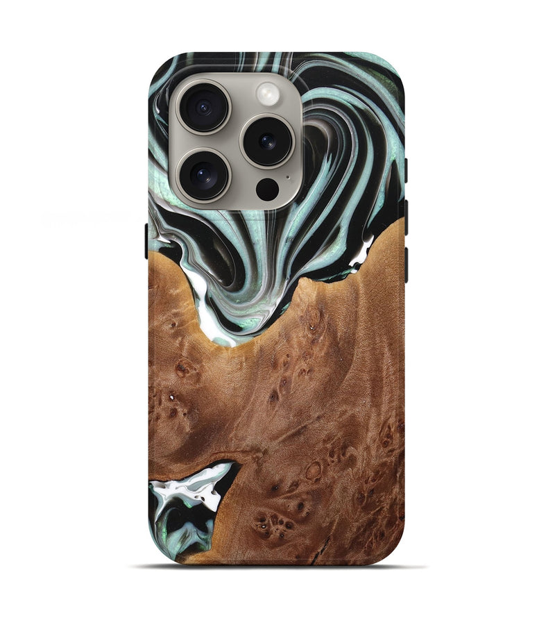 iPhone 16 Pro Wood+Resin Live Edge Phone Case - Freya (Black & White, 720587)