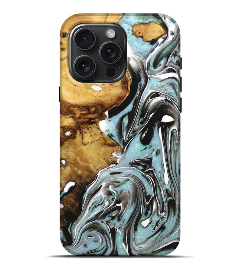 iPhone 16 Pro Max Wood+Resin Live Edge Phone Case - Everleigh (Black & White, 720588)