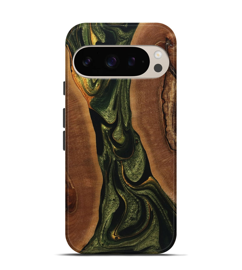 Pixel 9 Wood+Resin Live Edge Phone Case - Porter (Green, 720590)