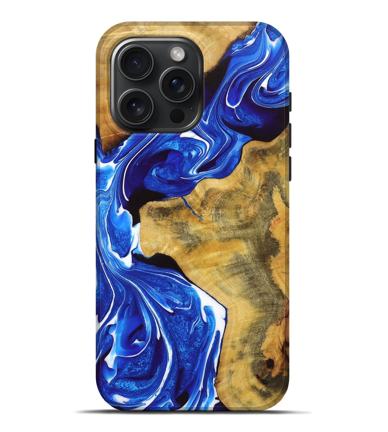 iPhone 16 Pro Max Wood+Resin Live Edge Phone Case - Parker (Blue, 720599)