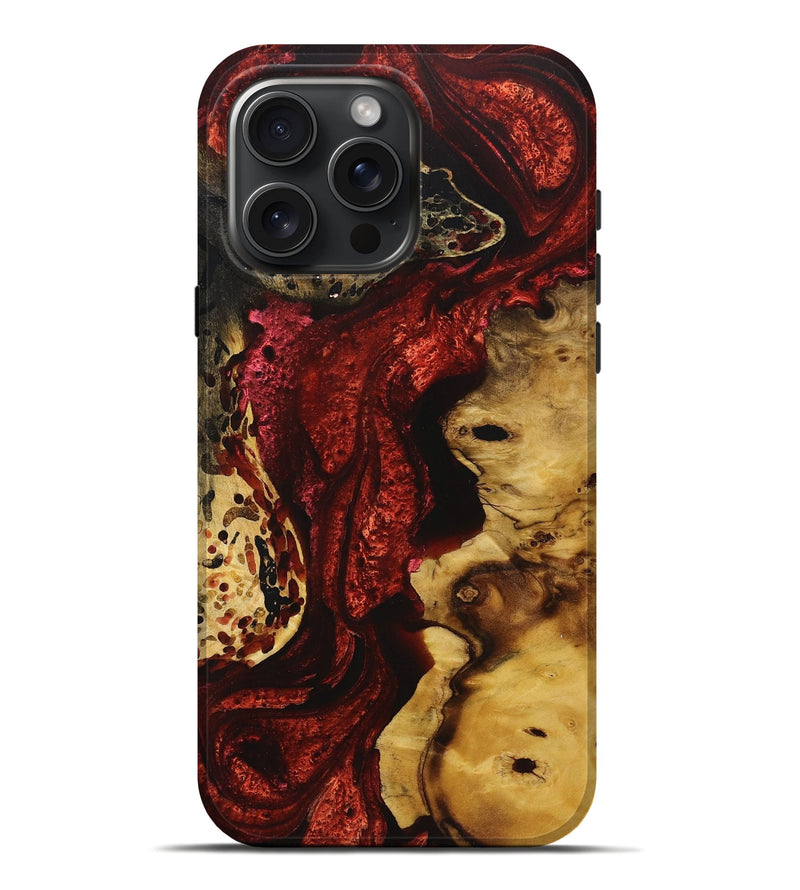 iPhone 16 Pro Max Wood+Resin Live Edge Phone Case - Shari (Red, 720600)
