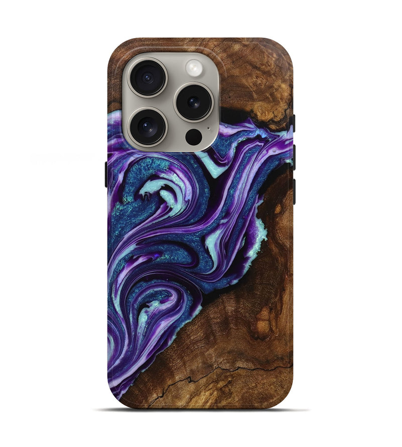 iPhone 16 Pro Wood+Resin Live Edge Phone Case - Thomas (Purple, 720739)