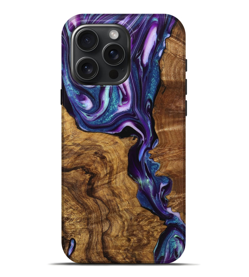 iPhone 16 Pro Max Wood+Resin Live Edge Phone Case - Patsy (Purple, 720740)