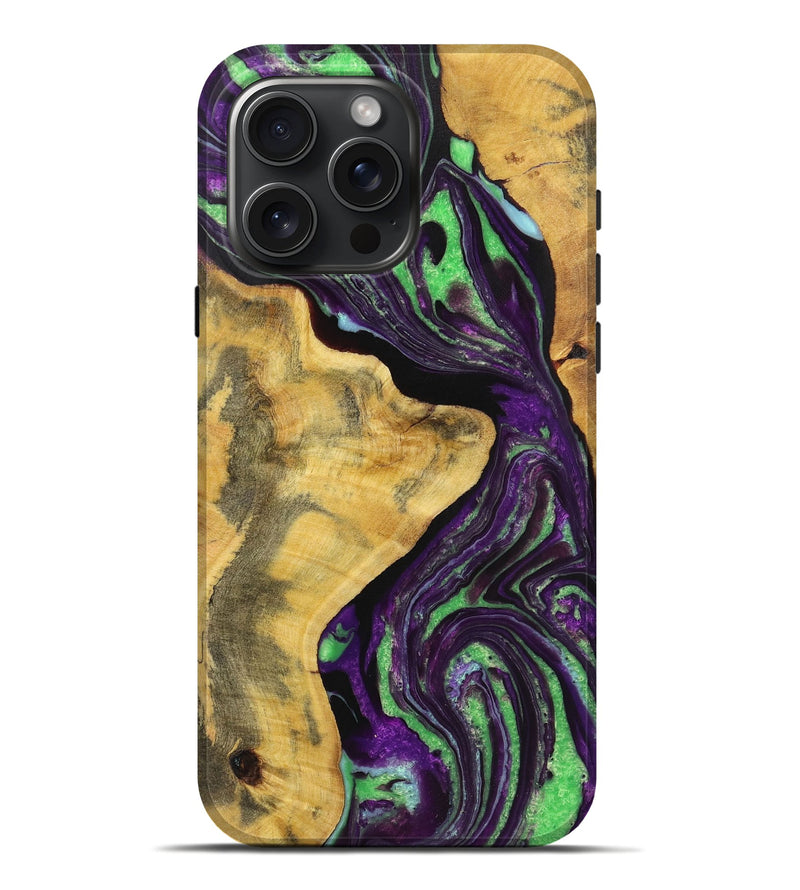 iPhone 16 Pro Max Wood+Resin Live Edge Phone Case - Courtney (Purple, 720742)