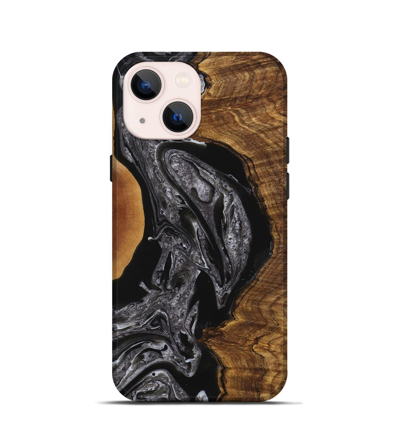 iPhone 13 mini Wood+Resin Live Edge Phone Case - Julianna (Black & White, 720746)
