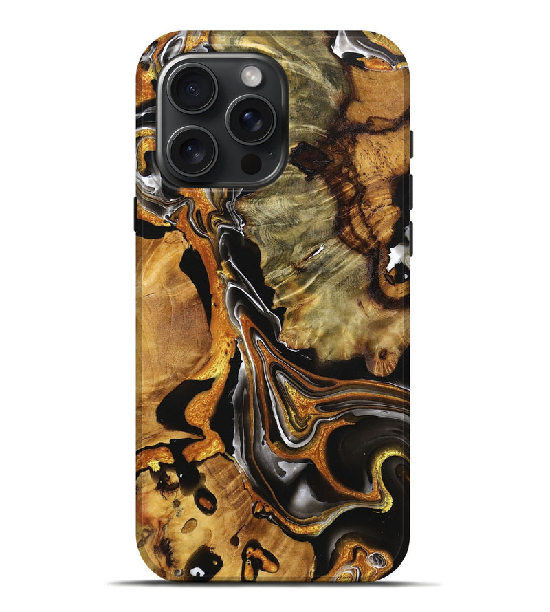 iPhone 16 Pro Max Wood+Resin Live Edge Phone Case - Janiya (Black & White, 720748)