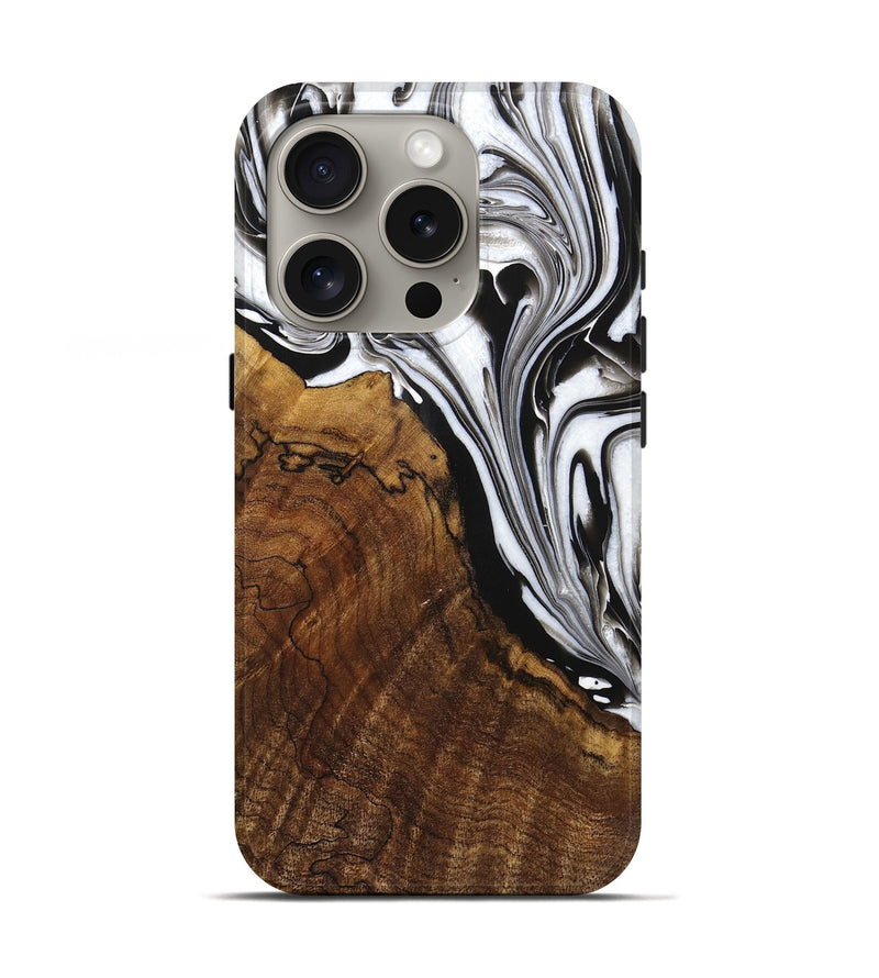 iPhone 16 Pro Wood+Resin Live Edge Phone Case - Lyle (Black & White, 720749)