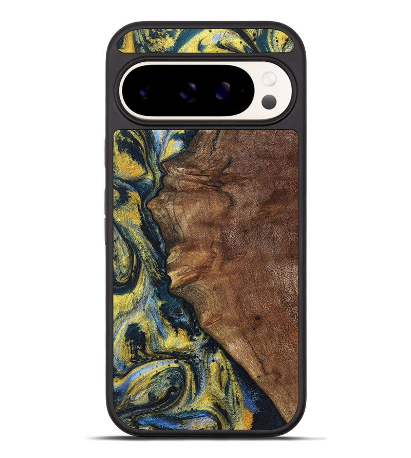 Pixel 9 Pro XL Wood+Resin Phone Case - Larry (Teal & Gold, 720903)