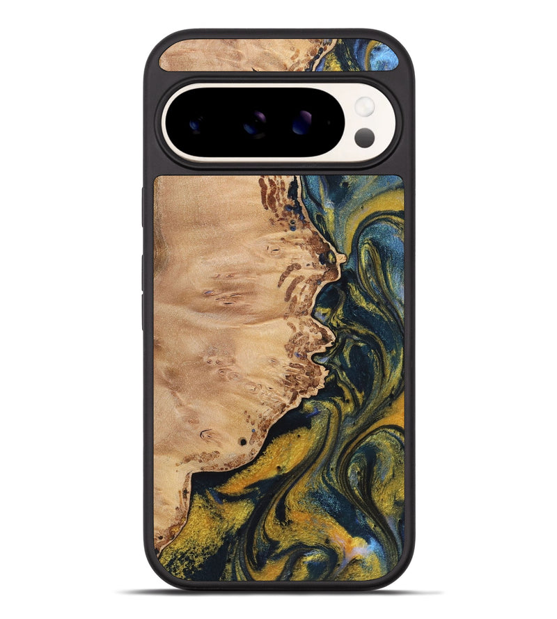 Pixel 9 Pro XL Wood+Resin Phone Case - Bret (Teal & Gold, 720912)