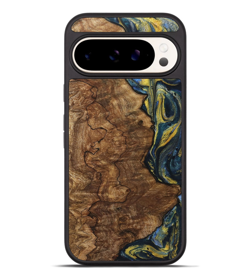 Pixel 9 Pro XL Wood+Resin Phone Case - Gavin (Teal & Gold, 720915)