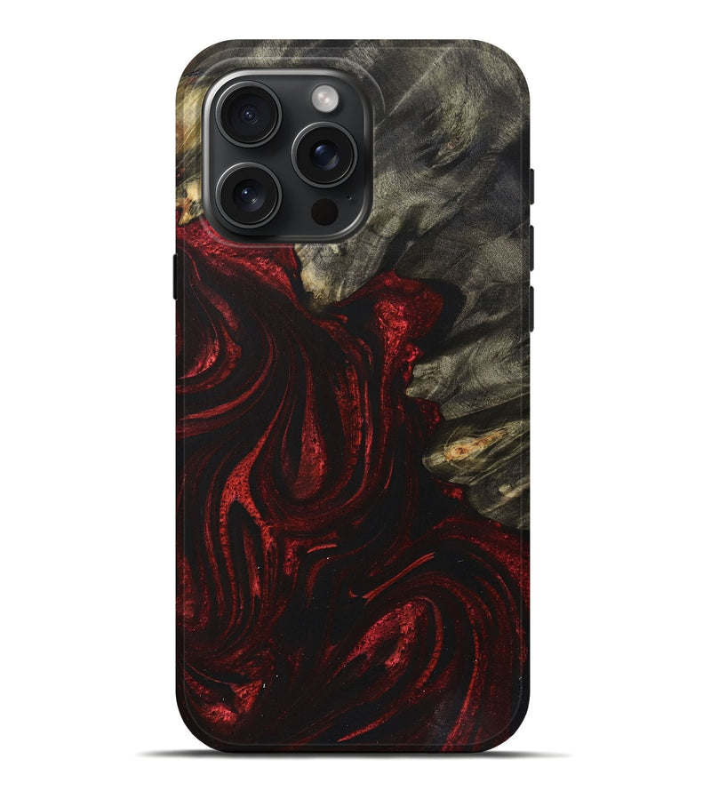 iPhone 16 Pro Max Wood+Resin Live Edge Phone Case - Beth (Red, 721028)