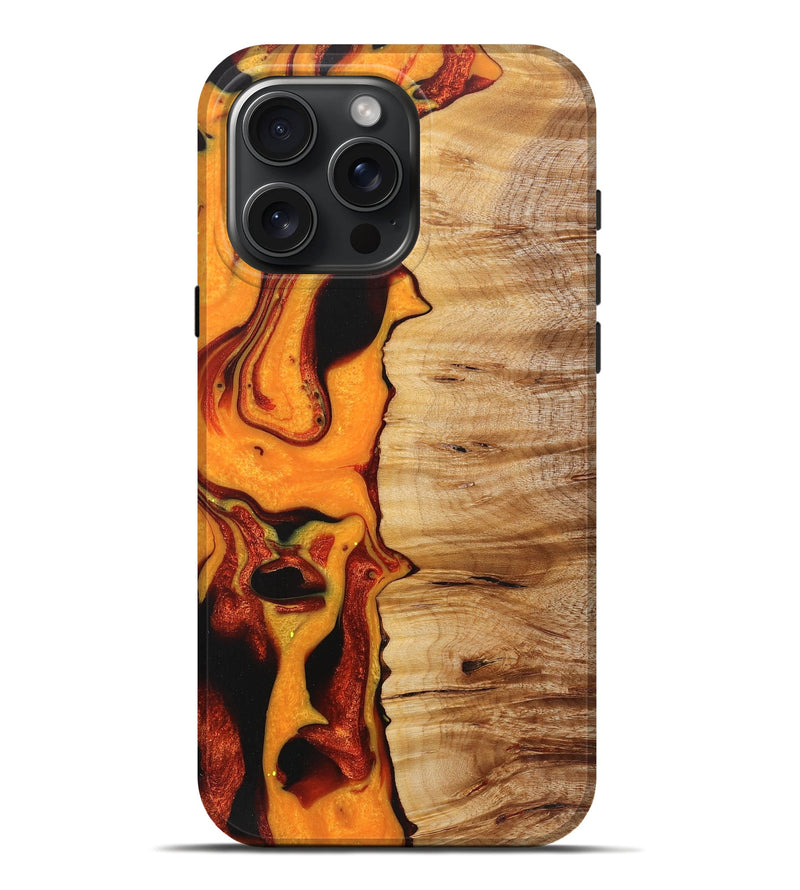 iPhone 16 Pro Max Wood+Resin Live Edge Phone Case - Kenneth (Red, 721030)