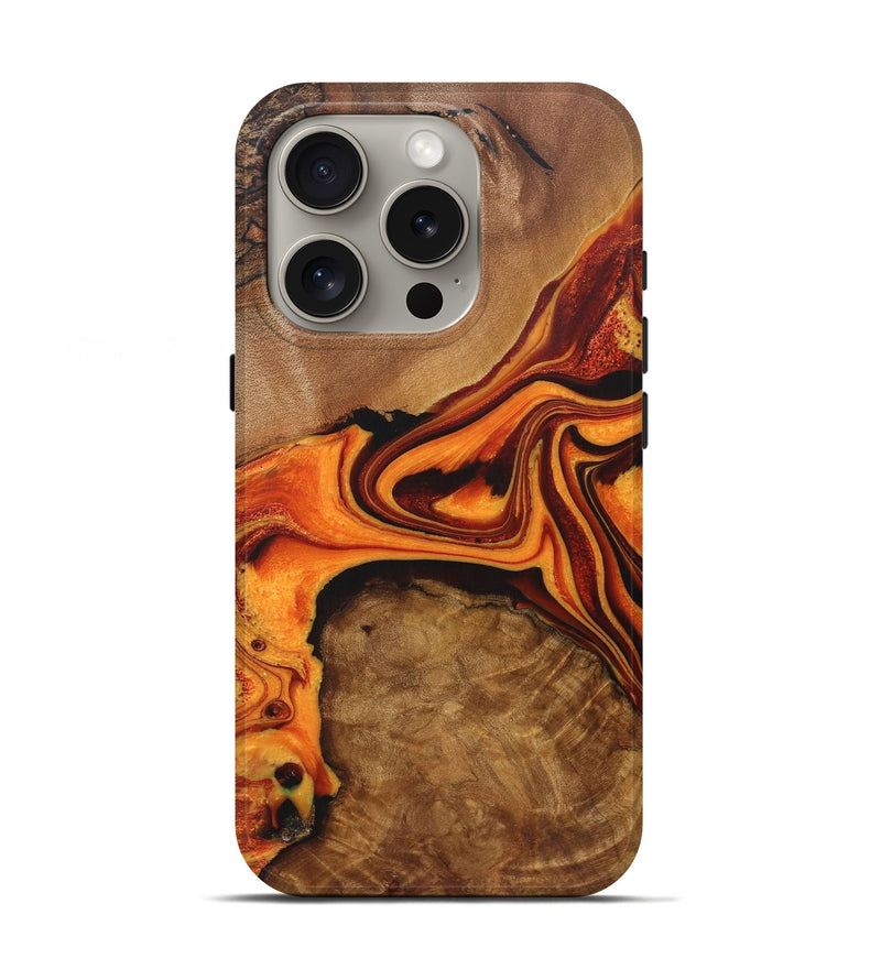iPhone 16 Pro Wood+Resin Live Edge Phone Case - Chandler (Red, 721032)