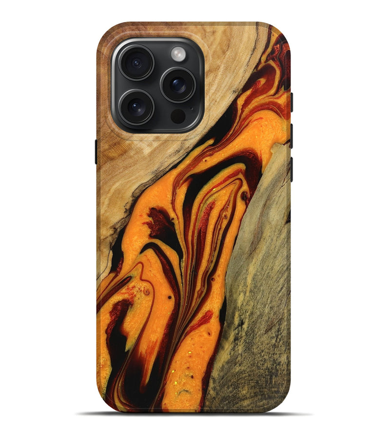 iPhone 16 Pro Max Wood+Resin Live Edge Phone Case - Latoya (Red, 721034)