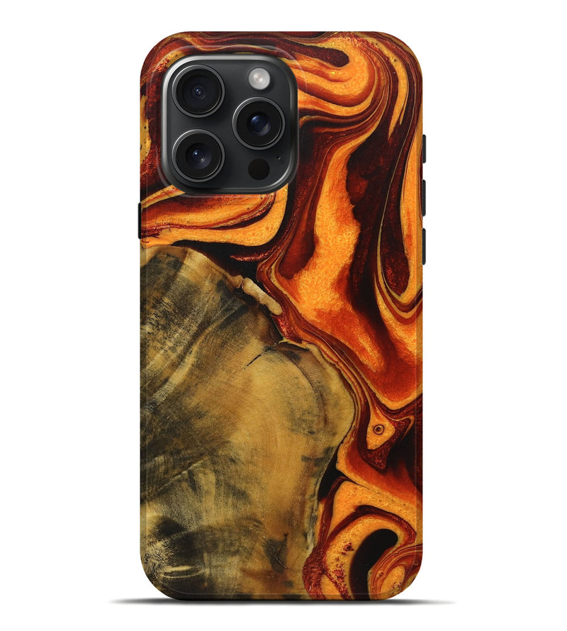 iPhone 16 Pro Max Wood+Resin Live Edge Phone Case - Analia (Red, 721035)