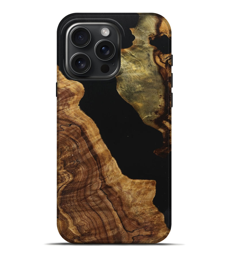 iPhone 16 Pro Max Wood+Resin Live Edge Phone Case - Ellie (Pure Black, 721038)