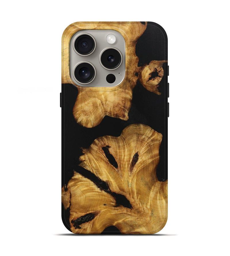 iPhone 16 Pro Wood+Resin Live Edge Phone Case - Asher (Pure Black, 721043)