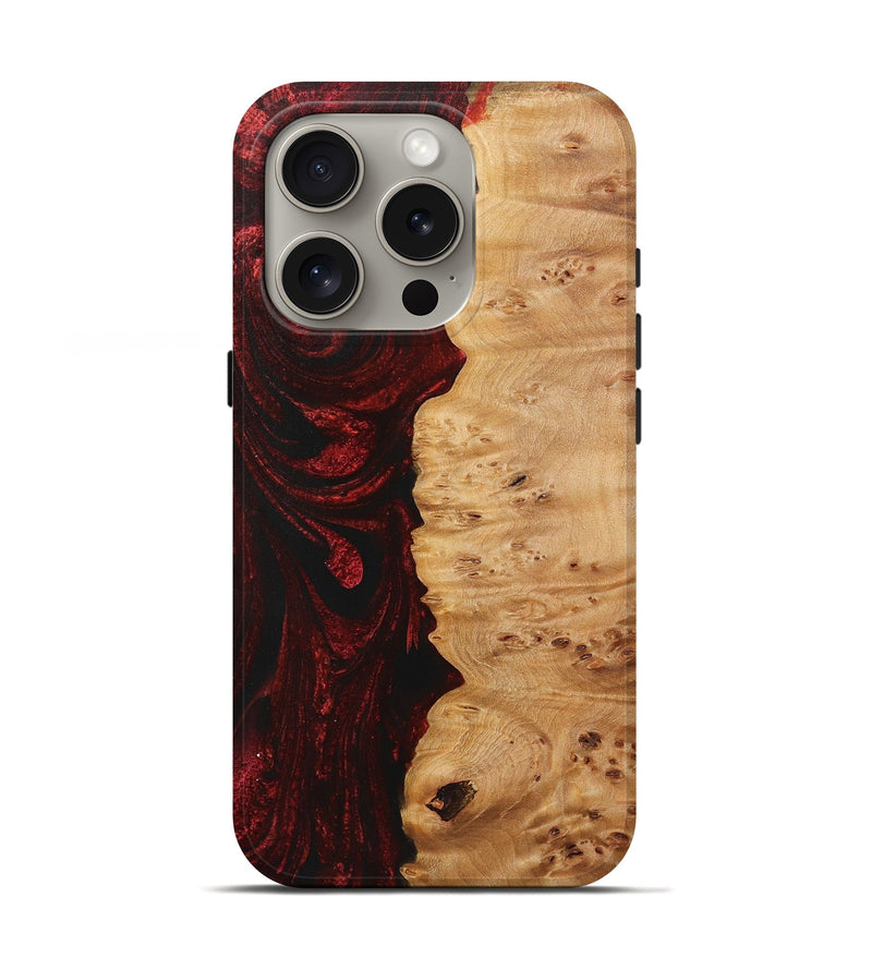iPhone 16 Pro Wood+Resin Live Edge Phone Case - Sallie (Red, 721058)