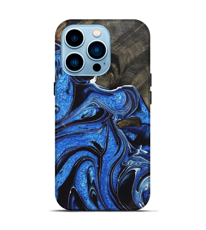 iPhone 14 Pro Wood+Resin Live Edge Phone Case - Beatrice (Blue, 721074)