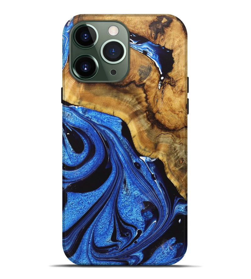 iPhone 13 Pro Max Wood+Resin Live Edge Phone Case - Staci (Blue, 721075)