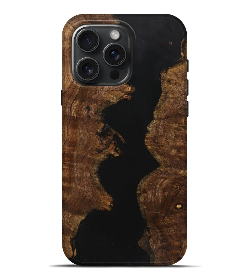 iPhone 16 Pro Max Wood+Resin Live Edge Phone Case - Bobbie (Pure Black, 721119)