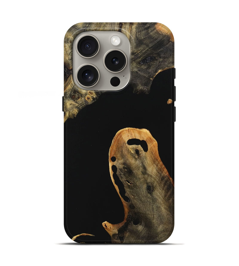 iPhone 16 Pro Wood+Resin Live Edge Phone Case - Saylor (Pure Black, 721120)