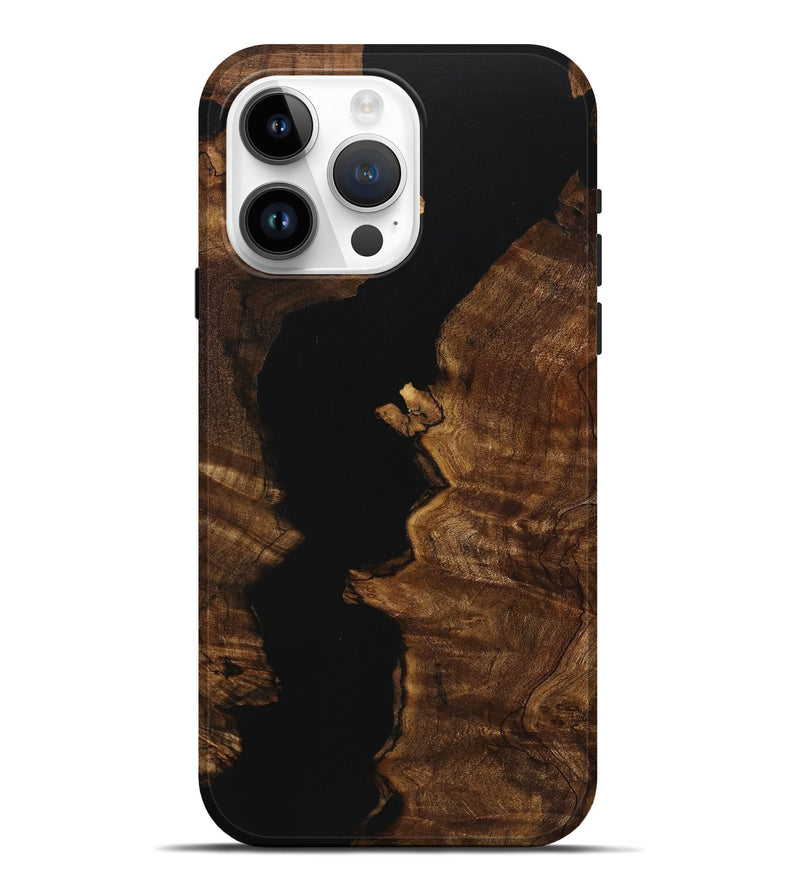 iPhone 15 Pro Max Wood+Resin Live Edge Phone Case - Kyle (Pure Black, 721121)
