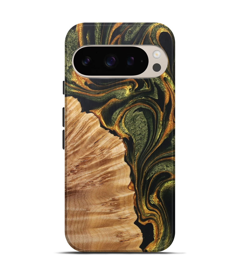 Pixel 9 Pro Wood+Resin Live Edge Phone Case - Tanner (Green, 721128)