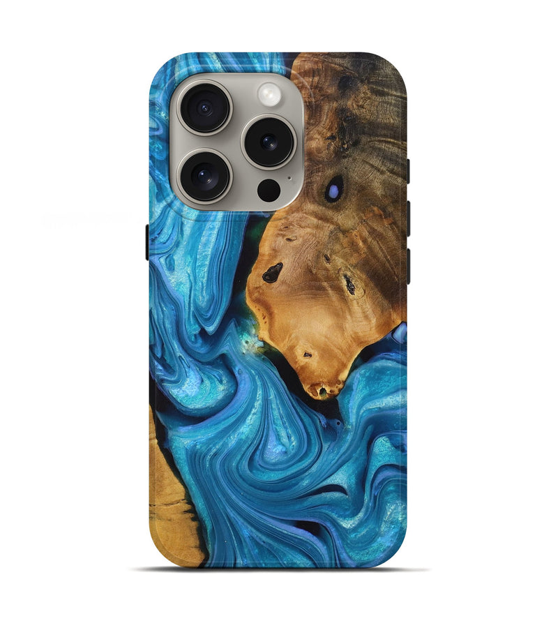 iPhone 16 Pro Wood+Resin Live Edge Phone Case - Dale (Blue, 721148)