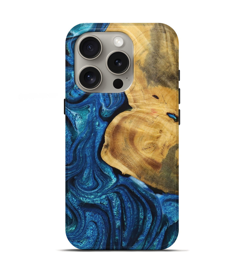 iPhone 16 Pro Wood+Resin Live Edge Phone Case - Jensen (Blue, 721150)