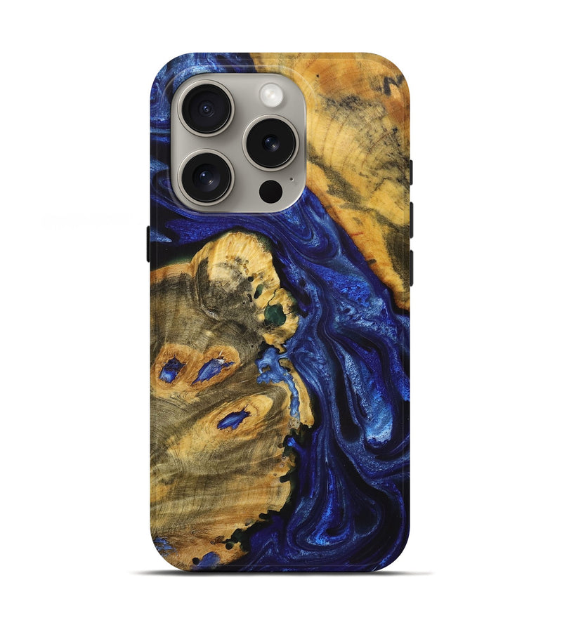 iPhone 16 Pro Wood+Resin Live Edge Phone Case - Sadie (Blue, 721158)