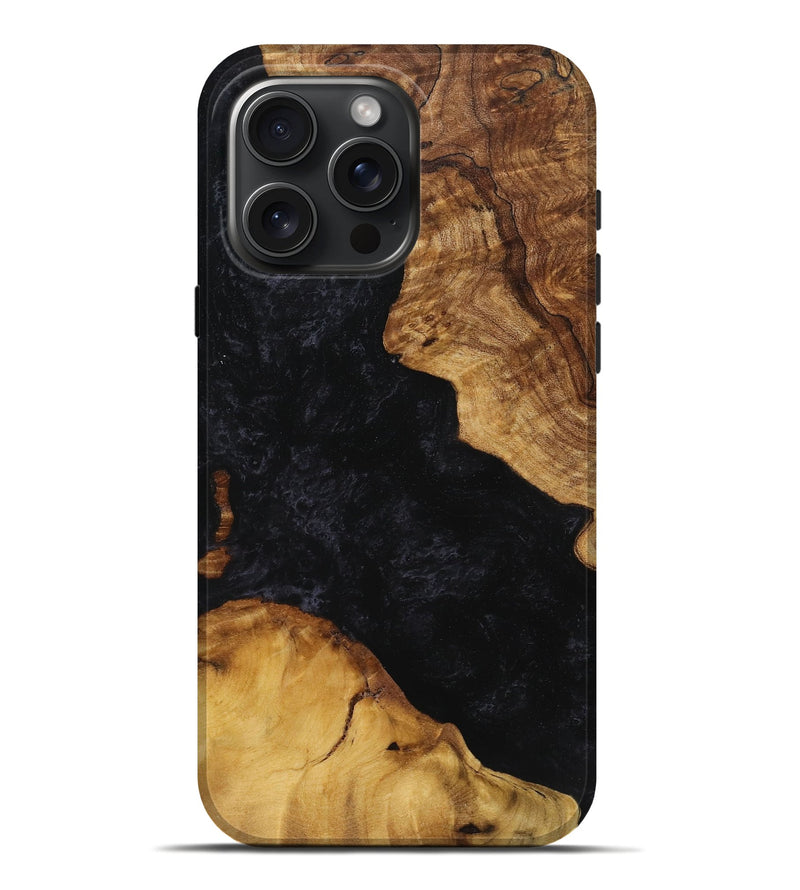 iPhone 16 Pro Max Wood+Resin Live Edge Phone Case - Otis (Pure Black, 721159)