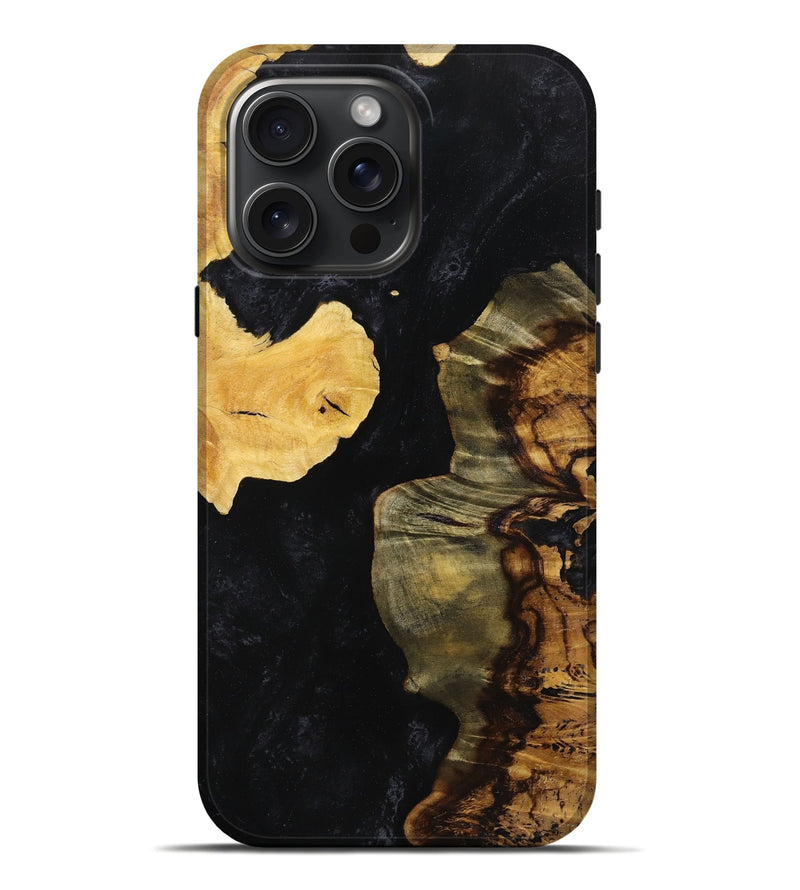 iPhone 16 Pro Max Wood+Resin Live Edge Phone Case - Tina (Pure Black, 721160)
