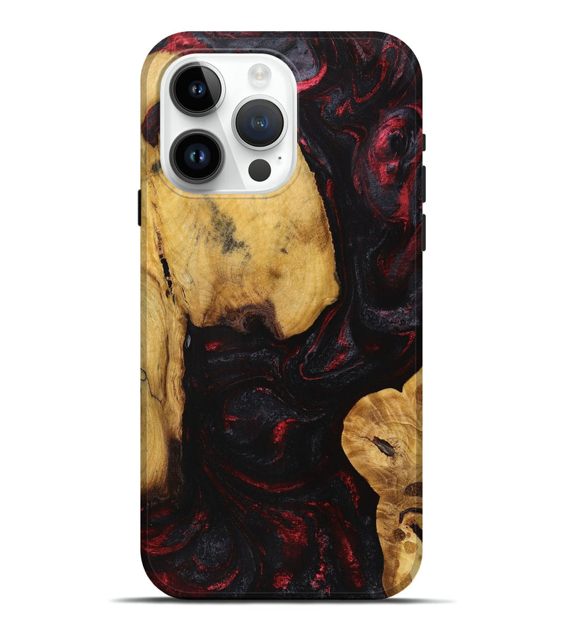 iPhone 15 Pro Max Wood+Resin Live Edge Phone Case - Caiden (Red, 721162)
