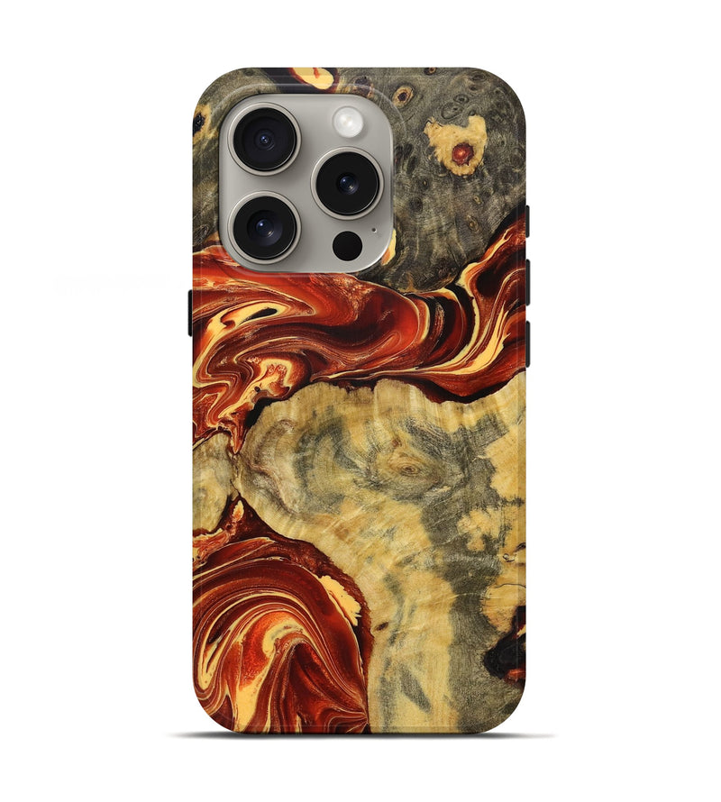iPhone 16 Pro Wood+Resin Live Edge Phone Case - Lloyd (Red, 721163)