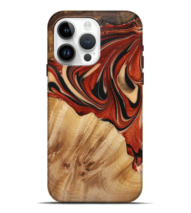 iPhone 15 Pro Max Wood+Resin Live Edge Phone Case - Troy (Red, 721164)