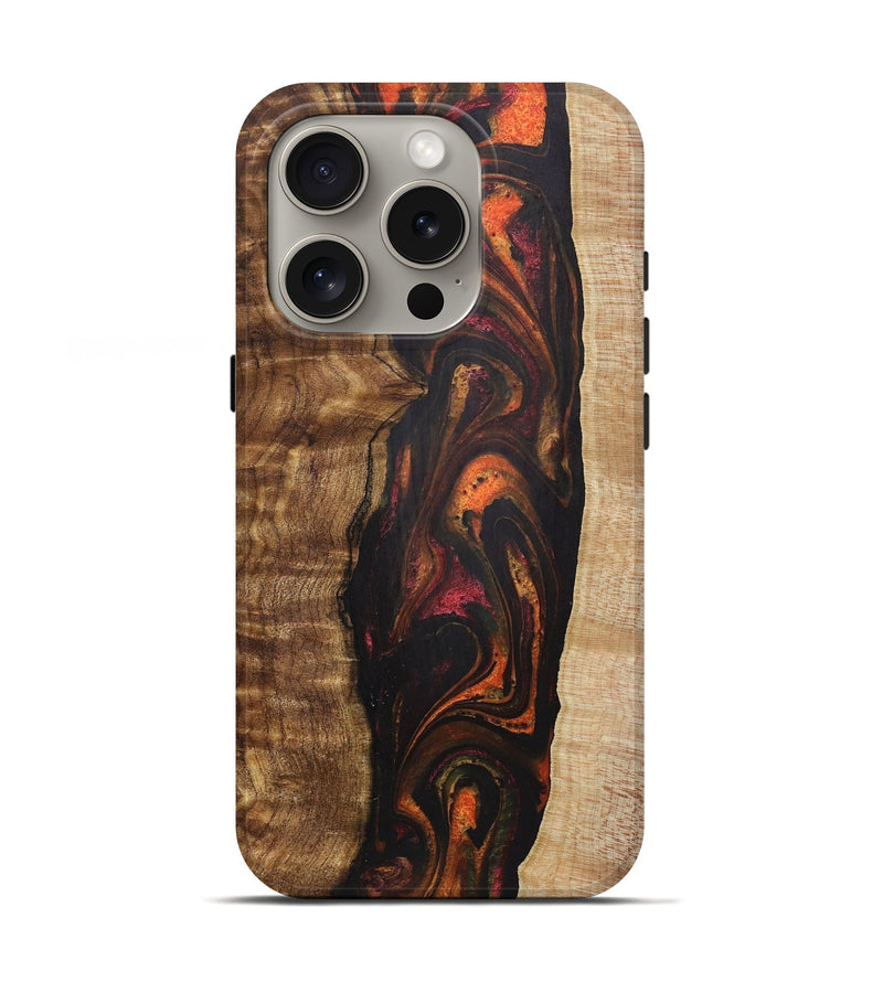 iPhone 16 Pro Wood+Resin Live Edge Phone Case - Alexis (Red, 721166)