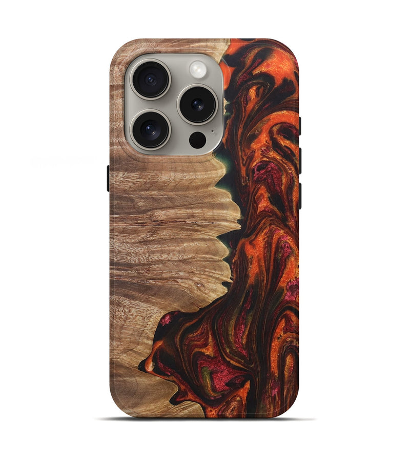 iPhone 16 Pro Wood+Resin Live Edge Phone Case - Madelyn (Red, 721169)
